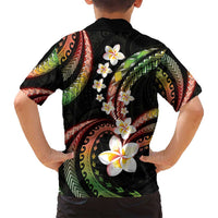 Hawaii Plumeria Reggae Family Matching Tank Maxi Dress and Hawaiian Shirt Polynesian Pattern