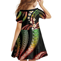 Hawaii Plumeria Reggae Kid Short Sleeve Dress Polynesian Pattern