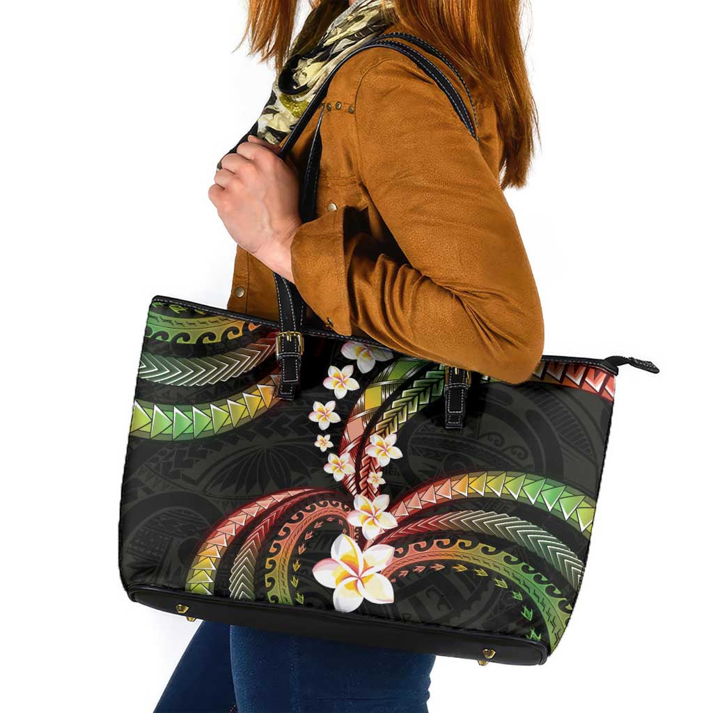 Hawaii Plumeria Reggae Leather Tote Bag Polynesian Pattern LT01 Reggae - Polynesian Pride
