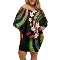 Hawaii Plumeria Reggae Off Shoulder Short Dress Polynesian Pattern LT01 Women Reggae - Polynesian Pride