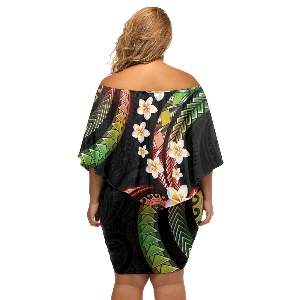 Hawaii Plumeria Reggae Off Shoulder Short Dress Polynesian Pattern LT01 - Polynesian Pride