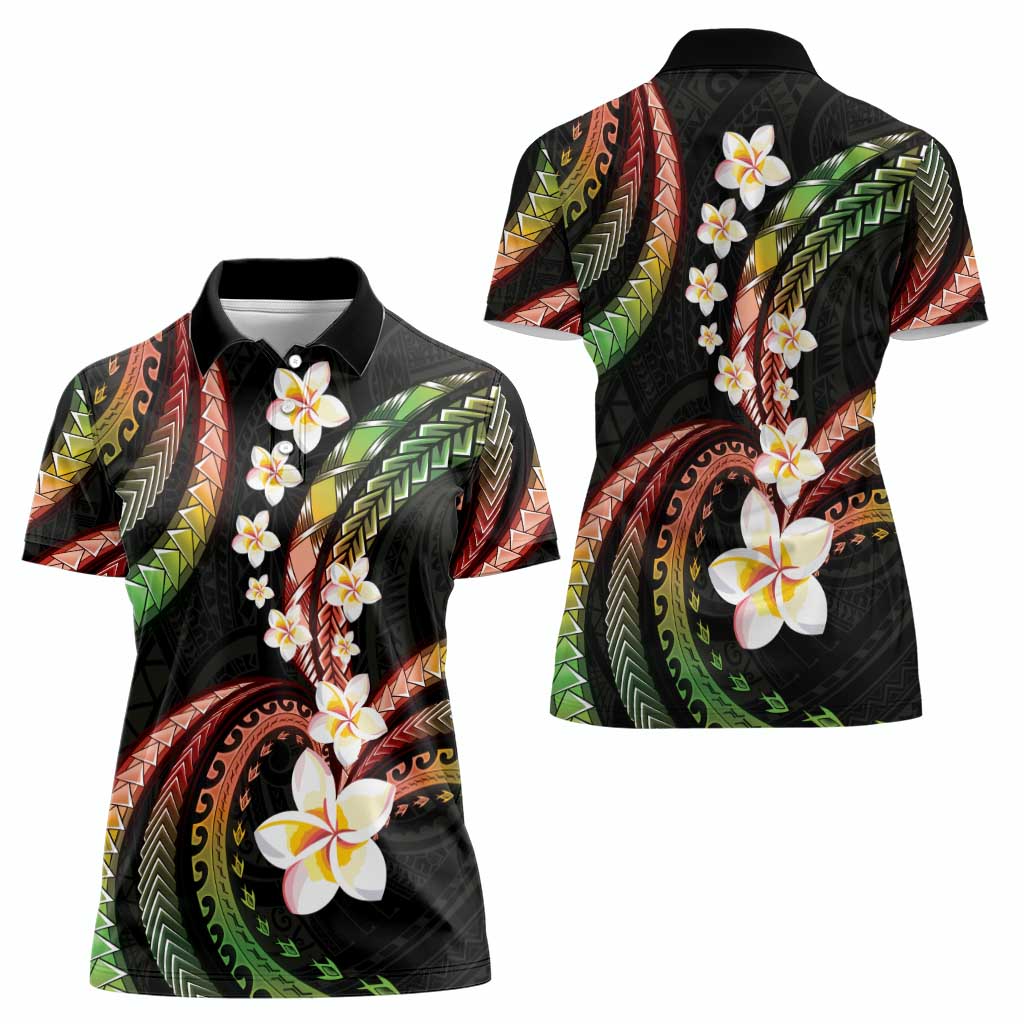 Hawaii Plumeria Reggae Women Polo Shirt Polynesian Pattern LT01 - Polynesian Pride