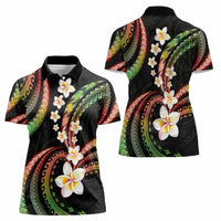 Hawaii Plumeria Reggae Women Polo Shirt Polynesian Pattern LT01 - Polynesian Pride