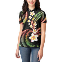 Hawaii Plumeria Reggae Women Polo Shirt Polynesian Pattern LT01 - Polynesian Pride