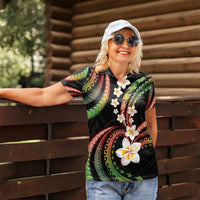 Hawaii Plumeria Reggae Women Polo Shirt Polynesian Pattern LT01 - Polynesian Pride