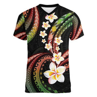 Hawaii Plumeria Reggae Women V-Neck T-Shirt Polynesian Pattern LT01 Female Reggae - Polynesian Pride