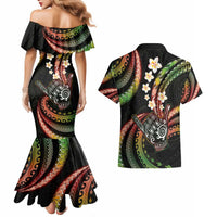 Hawaii Shaka Sign Couples Matching Mermaid Dress and Hawaiian Shirt Fantastic Frangipani Reggae LT01 - Polynesian Pride