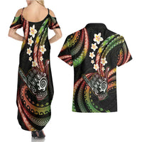 Hawaii Shaka Sign Couples Matching Summer Maxi Dress and Hawaiian Shirt Fantastic Frangipani Reggae LT01 - Polynesian Pride