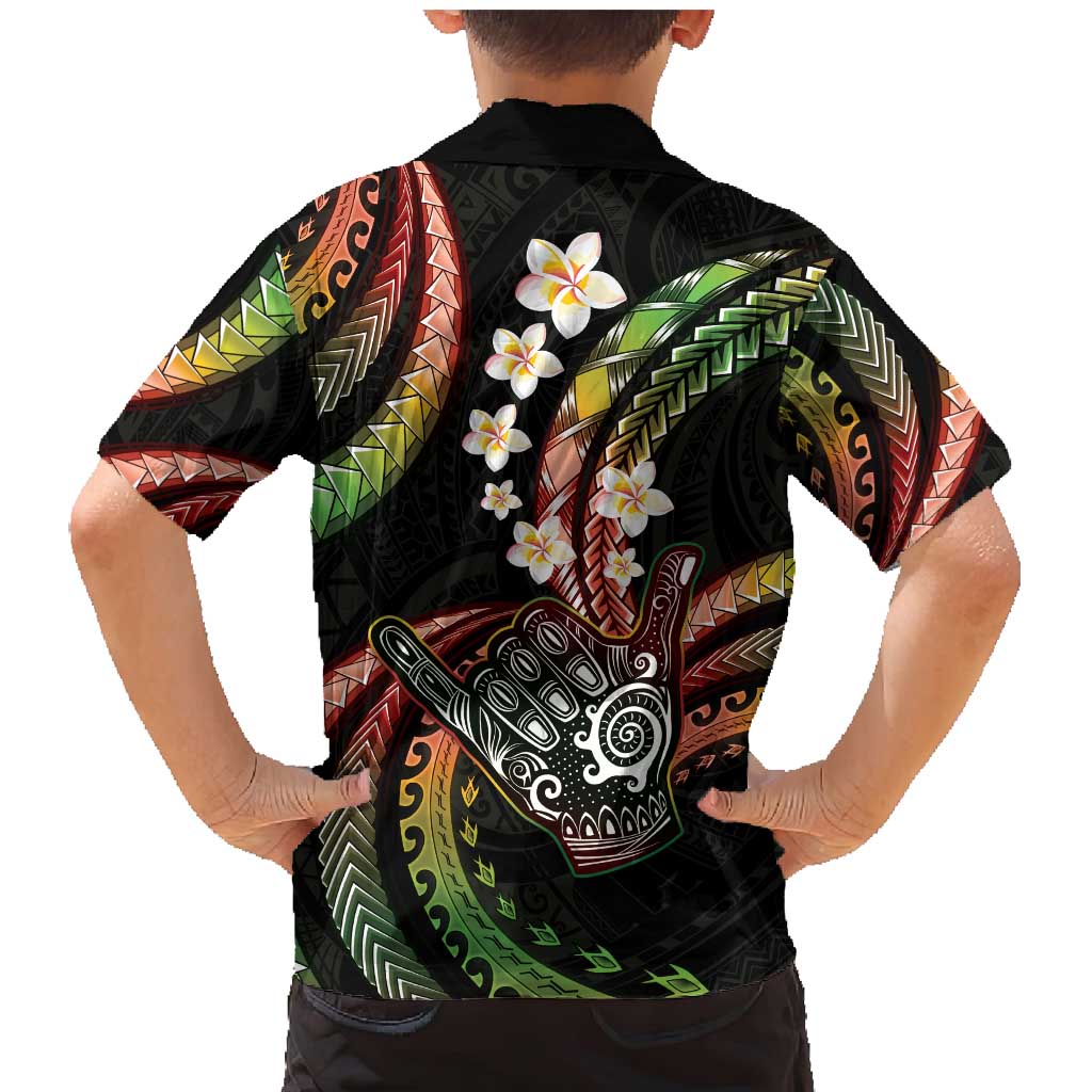 Hawaii Shaka Sign Family Matching Mermaid Dress and Hawaiian Shirt Fantastic Frangipani Reggae LT01 - Polynesian Pride