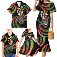 Hawaii Shaka Sign Family Matching Mermaid Dress and Hawaiian Shirt Fantastic Frangipani Reggae LT01 - Polynesian Pride