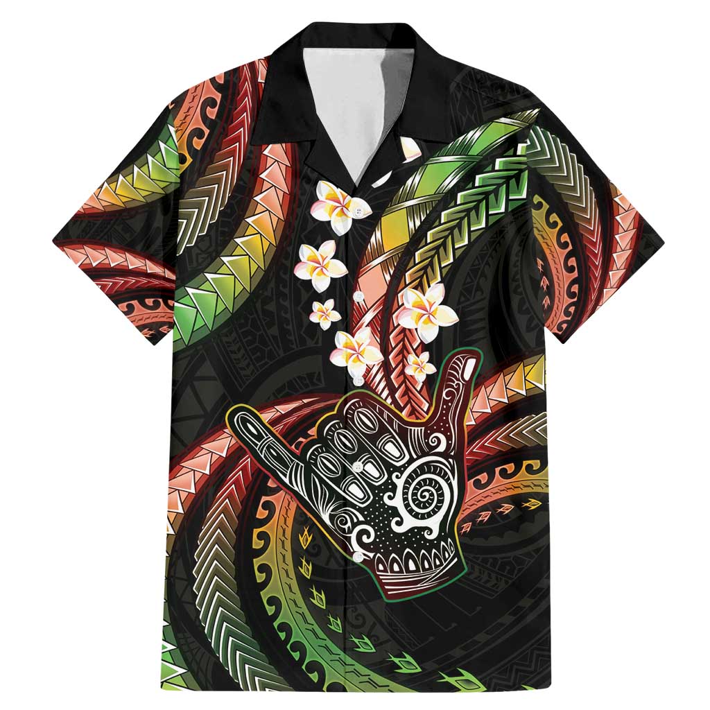 Hawaii Shaka Sign Family Matching Mermaid Dress and Hawaiian Shirt Fantastic Frangipani Reggae LT01 Dad's Shirt - Short Sleeve Reggae - Polynesian Pride