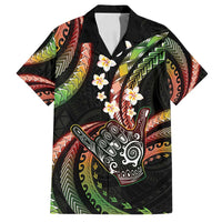 Hawaii Shaka Sign Family Matching Off Shoulder Maxi Dress and Hawaiian Shirt Fantastic Frangipani Reggae LT01 Dad's Shirt - Short Sleeve Reggae - Polynesian Pride