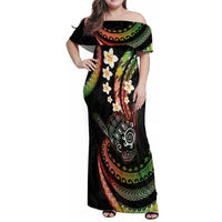 Hawaii Shaka Sign Family Matching Off Shoulder Maxi Dress and Hawaiian Shirt Fantastic Frangipani Reggae LT01 Mom's Dress Reggae - Polynesian Pride