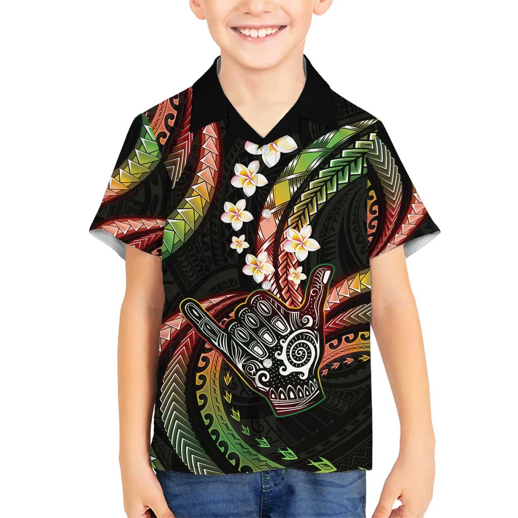 Hawaii Shaka Sign Family Matching Off Shoulder Maxi Dress and Hawaiian Shirt Fantastic Frangipani Reggae LT01 Son's Shirt Reggae - Polynesian Pride