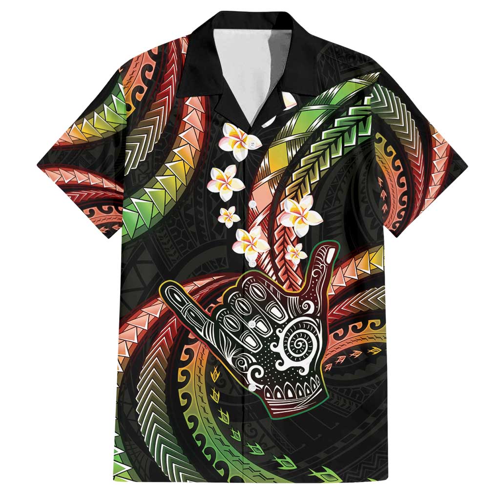 Hawaii Shaka Sign Family Matching Puletasi and Hawaiian Shirt Fantastic Frangipani Reggae LT01 Dad's Shirt - Short Sleeve Reggae - Polynesian Pride