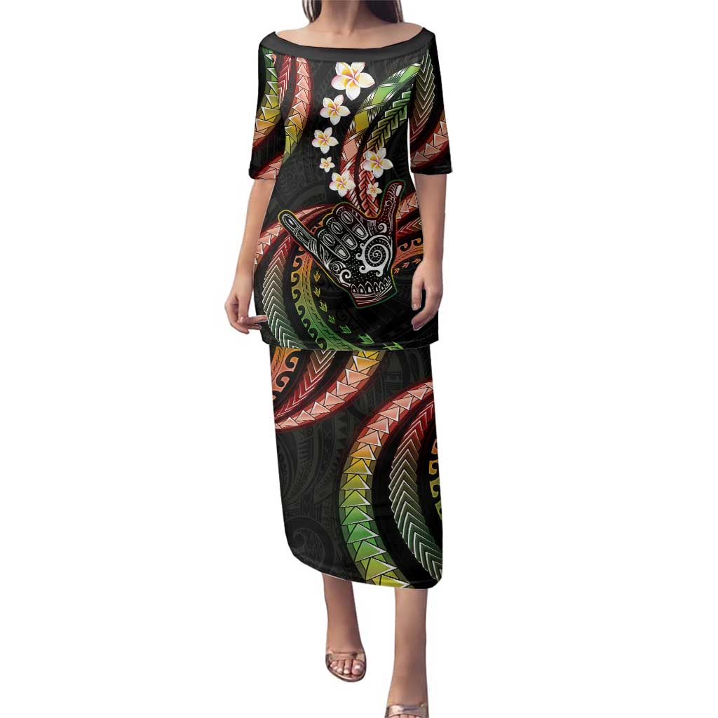 Hawaii Shaka Sign Family Matching Puletasi and Hawaiian Shirt Fantastic Frangipani Reggae LT01 Mom's Dress Reggae - Polynesian Pride