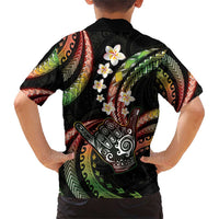 Hawaii Shaka Sign Family Matching Short Sleeve Bodycon Dress and Hawaiian Shirt Fantastic Frangipani Reggae