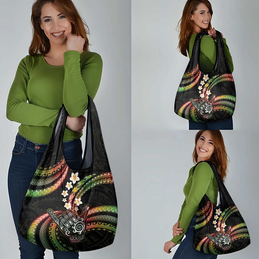 Hawaii Shaka Sign Grocery Bag Fantastic Frangipani Reggae
