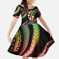 Hawaii Shaka Sign Kid Short Sleeve Dress Fantastic Frangipani Reggae