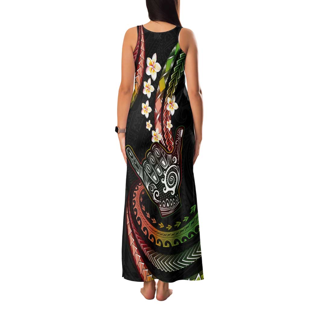 Hawaii Shaka Sign Tank Maxi Dress Fantastic Frangipani Reggae