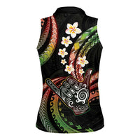 Hawaii Shaka Sign Women Sleeveless Polo Shirt Fantastic Frangipani Reggae LT01 - Polynesian Pride