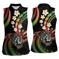 Hawaii Shaka Sign Women Sleeveless Polo Shirt Fantastic Frangipani Reggae LT01 - Polynesian Pride