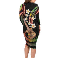 Hawaiian Ukulele Family Matching Long Sleeve Bodycon Dress and Hawaiian Shirt Jawaiian Fantastic Plumeria LT01 - Polynesian Pride