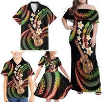 Hawaiian Ukulele Family Matching Off Shoulder Maxi Dress and Hawaiian Shirt Jawaiian Fantastic Plumeria LT01 - Polynesian Pride
