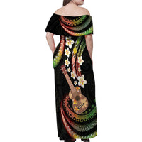 Hawaiian Ukulele Family Matching Off Shoulder Maxi Dress and Hawaiian Shirt Jawaiian Fantastic Plumeria LT01 - Polynesian Pride