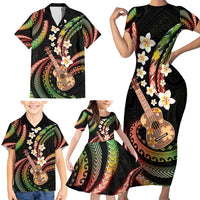 Hawaiian Ukulele Family Matching Short Sleeve Bodycon Dress and Hawaiian Shirt Jawaiian Fantastic Plumeria LT01 - Polynesian Pride