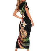 Hawaiian Ukulele Family Matching Short Sleeve Bodycon Dress and Hawaiian Shirt Jawaiian Fantastic Plumeria LT01 - Polynesian Pride