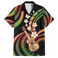 Hawaiian Ukulele Family Matching Summer Maxi Dress and Hawaiian Shirt Jawaiian Fantastic Plumeria LT01 Dad's Shirt - Short Sleeve Reggae - Polynesian Pride