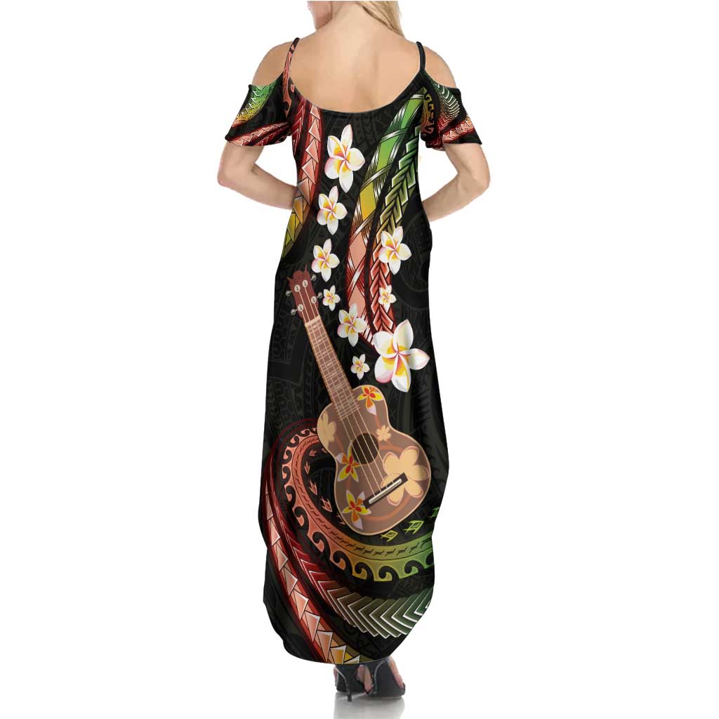 Hawaiian Ukulele Family Matching Summer Maxi Dress and Hawaiian Shirt Jawaiian Fantastic Plumeria LT01 - Polynesian Pride