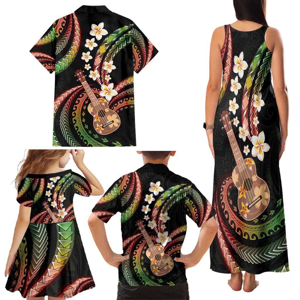 Hawaiian Ukulele Family Matching Tank Maxi Dress and Hawaiian Shirt Jawaiian Fantastic Plumeria LT01 - Polynesian Pride