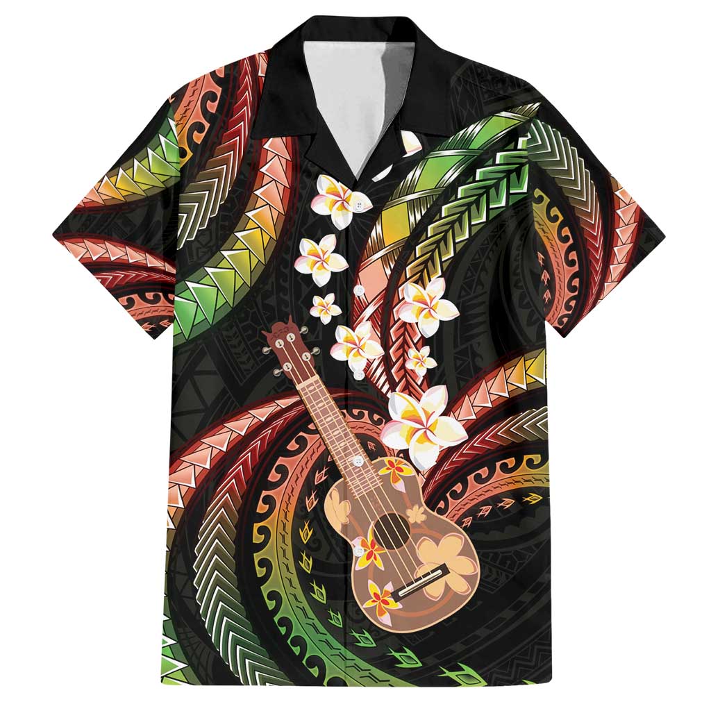 Hawaiian Ukulele Family Matching Tank Maxi Dress and Hawaiian Shirt Jawaiian Fantastic Plumeria LT01 Dad's Shirt - Short Sleeve Reggae - Polynesian Pride