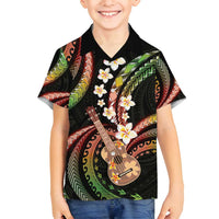 Hawaiian Ukulele Family Matching Tank Maxi Dress and Hawaiian Shirt Jawaiian Fantastic Plumeria LT01 Son's Shirt Reggae - Polynesian Pride
