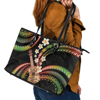Hawaiian Ukulele Leather Tote Bag Jawaiian Fantastic Plumeria