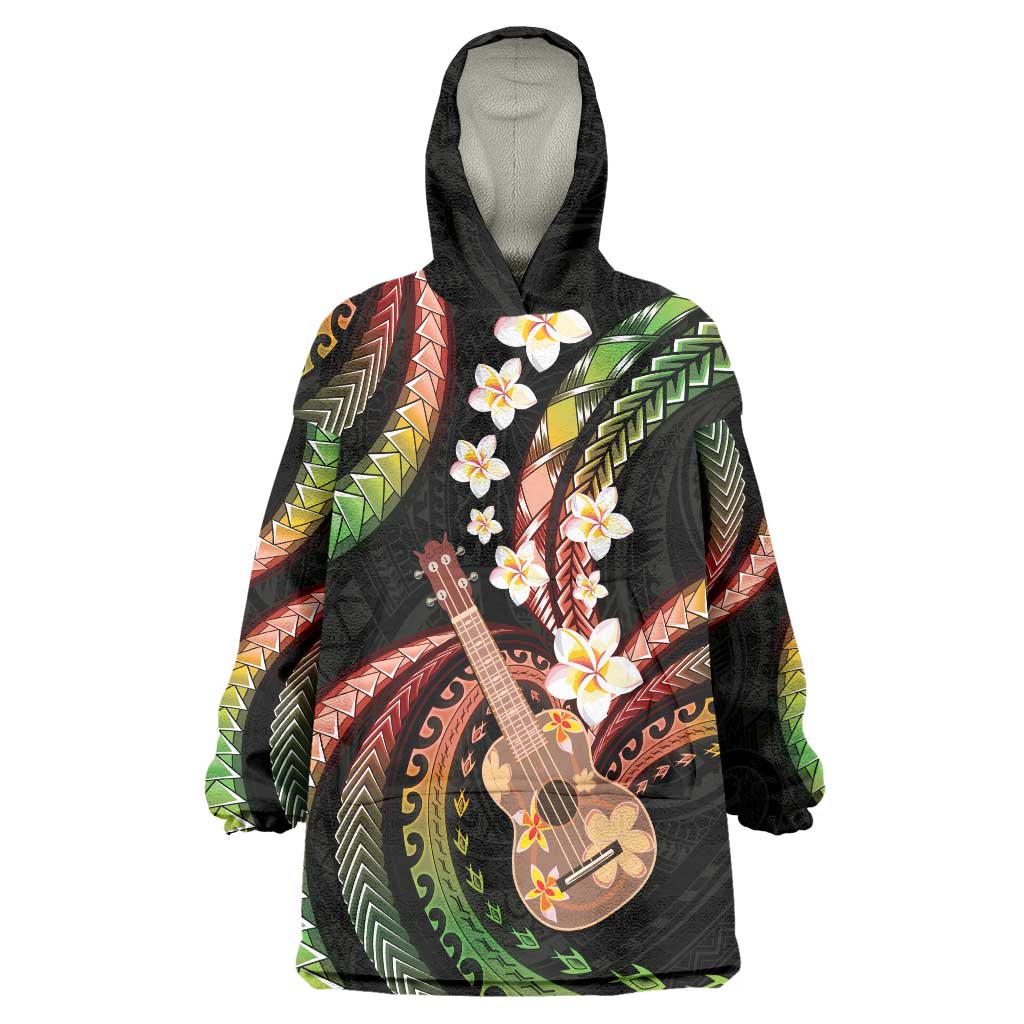 Hawaiian Ukulele Wearable Blanket Hoodie Jawaiian Fantastic Plumeria LT01 One Size Reggae - Polynesian Pride