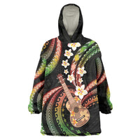 Hawaiian Ukulele Wearable Blanket Hoodie Jawaiian Fantastic Plumeria LT01 One Size Reggae - Polynesian Pride