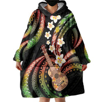 Hawaiian Ukulele Wearable Blanket Hoodie Jawaiian Fantastic Plumeria LT01 - Polynesian Pride