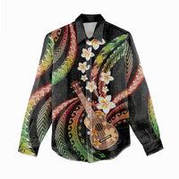 Hawaiian Ukulele Women Casual Shirt Jawaiian Fantastic Plumeria LT01 - Polynesian Pride