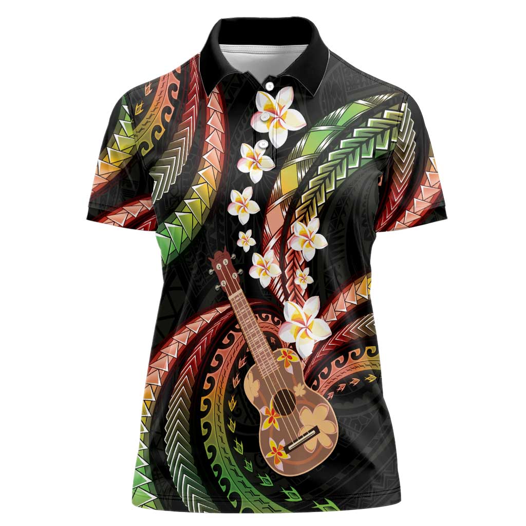 Hawaiian Ukulele Women Polo Shirt Jawaiian Fantastic Plumeria LT01 Female Reggae - Polynesian Pride