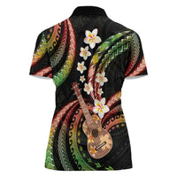 Hawaiian Ukulele Women Polo Shirt Jawaiian Fantastic Plumeria LT01 - Polynesian Pride