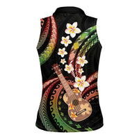 Hawaiian Ukulele Women Sleeveless Polo Shirt Jawaiian Fantastic Plumeria LT01 - Polynesian Pride