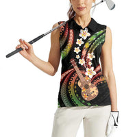 Hawaiian Ukulele Women Sleeveless Polo Shirt Jawaiian Fantastic Plumeria LT01 - Polynesian Pride