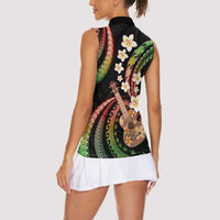 Hawaiian Ukulele Women Sleeveless Polo Shirt Jawaiian Fantastic Plumeria LT01 - Polynesian Pride