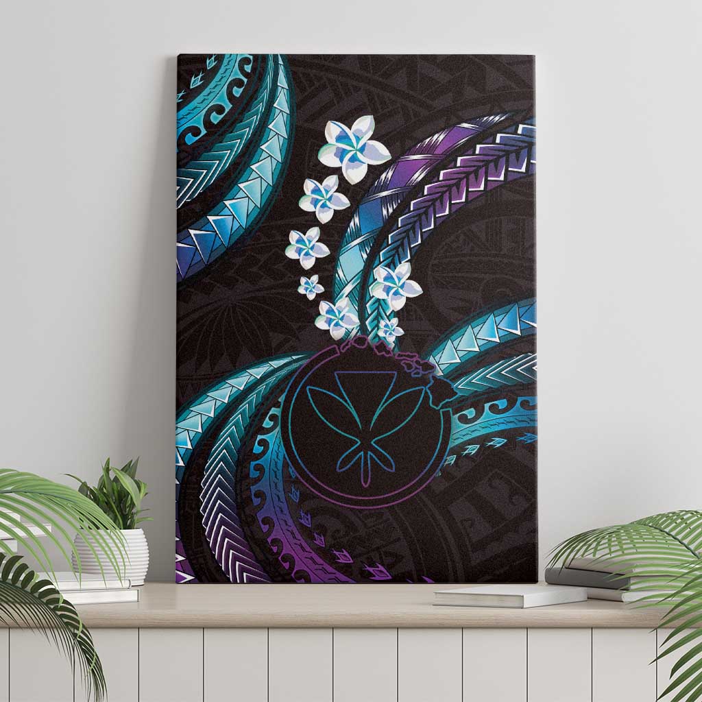 Hawaii Map Kanaka Maoli Canvas Wall Art Fantastic Frangipani Amethyst Gradient