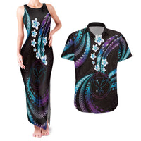 Hawaii Map Kanaka Maoli Couples Matching Tank Maxi Dress and Hawaiian Shirt Fantastic Frangipani Amethyst Gradient LT01 Purple - Polynesian Pride