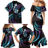 Hawaii Map Kanaka Maoli Family Matching Mermaid Dress and Hawaiian Shirt Fantastic Frangipani Amethyst Gradient LT01 - Polynesian Pride