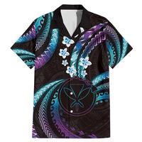 Hawaii Map Kanaka Maoli Family Matching Mermaid Dress and Hawaiian Shirt Fantastic Frangipani Amethyst Gradient LT01 Dad's Shirt - Short Sleeve Purple - Polynesian Pride